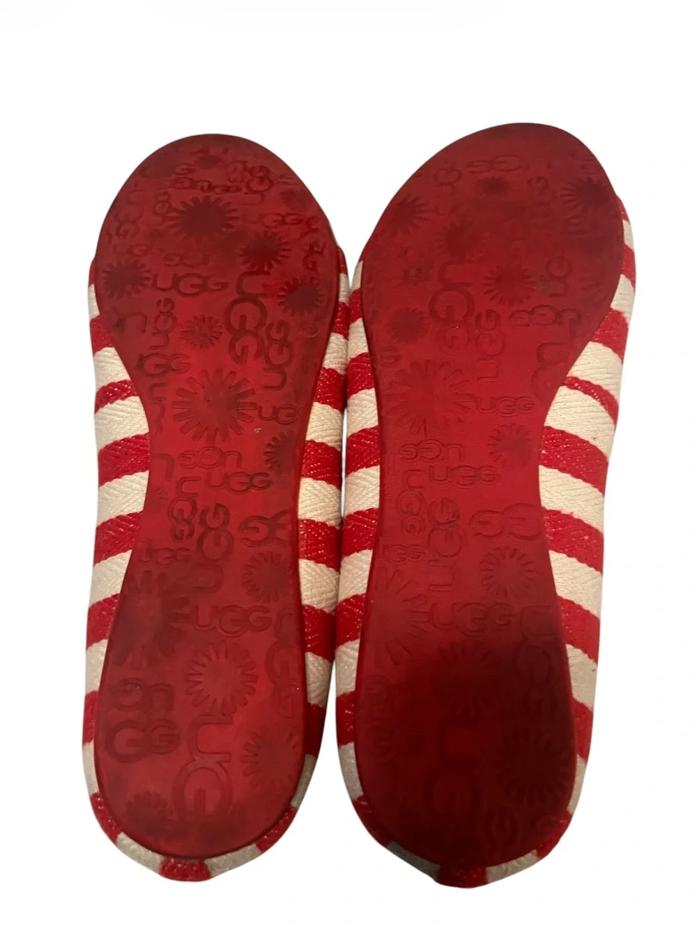 UGG Australia Alloway Red White Stripe Fabric Women's Slip-On Flat Shoes Sz 9